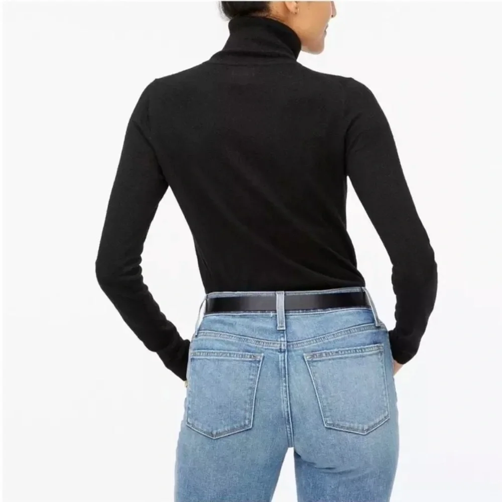 NEW J.Crew Factory Machine-washable merino wool-blend turtleneck Size M Black